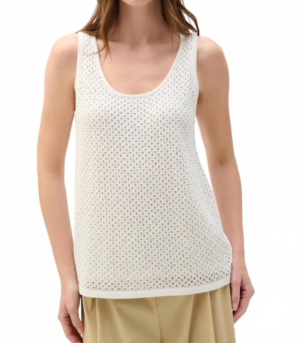 NEW JOSEPH RIBKOFF embellished knit camisole in vanilla